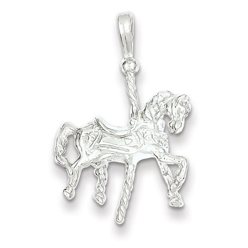 Sterling Silver 3/4in Carousel Horse Pendant