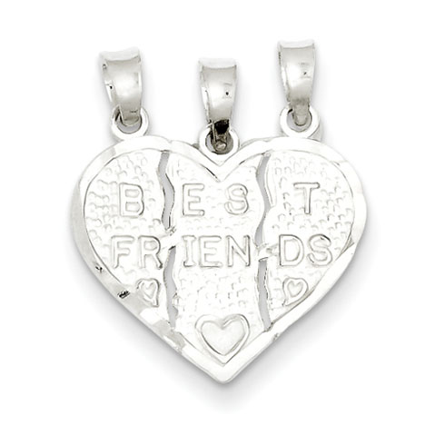 Sterling Silver Best Friend 3-piece Break Apart Heart Charm