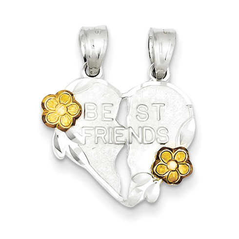 Sterling Silver Vermeil Best Friends 2-piece break apart Heart Charm