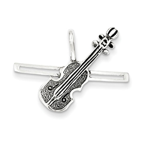 Sterling Silver Antiqued Violin Charm