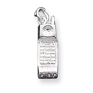Sterling Silver Cell Phone Charm 7/8in