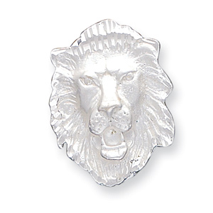 Sterling Silver Lion Head Pendant 1 1/4in