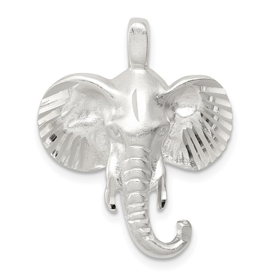 Sterling Silver Elephant Head Pendant 7/8in