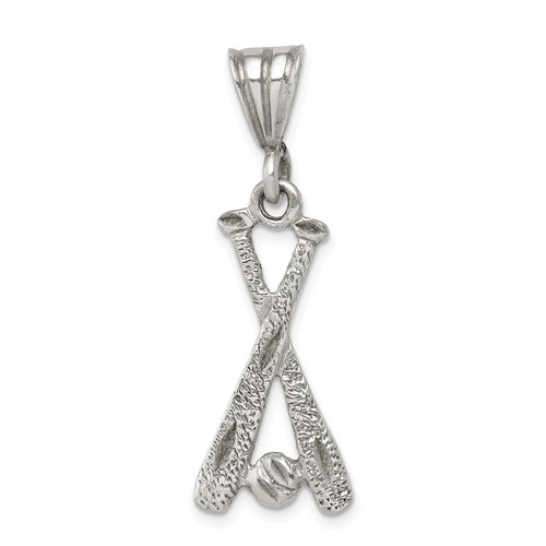 Sterling Silver Two Bats and Baseball Charm