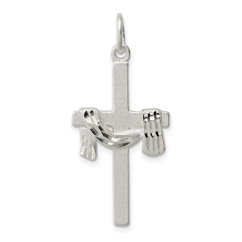 Sterling Silver 1 1/8in Draped Cross Pendant