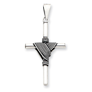Sterling Silver 2 1/2in Draped Cross Pendant