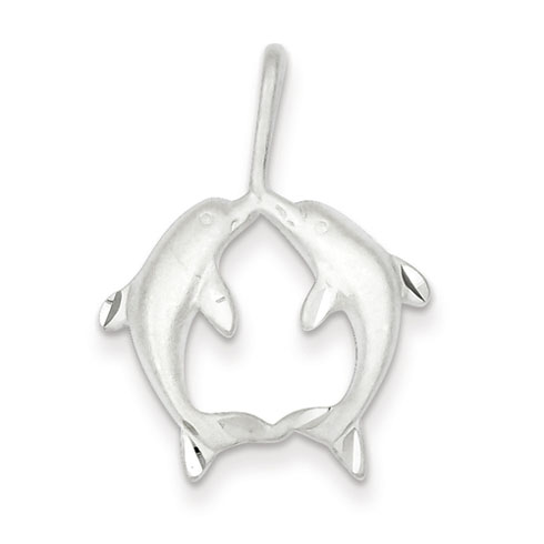Sterling Silver 3/4in Kissing Dolphins Charm