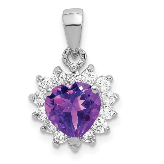 Amethyst Pendant with Cubic Zirconias - Sterling Silver