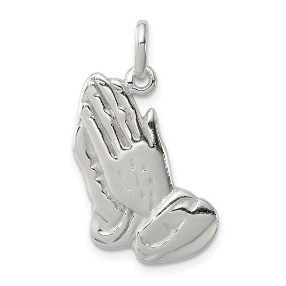 Sterling Silver Polished Praying Hands Charm 3/4in