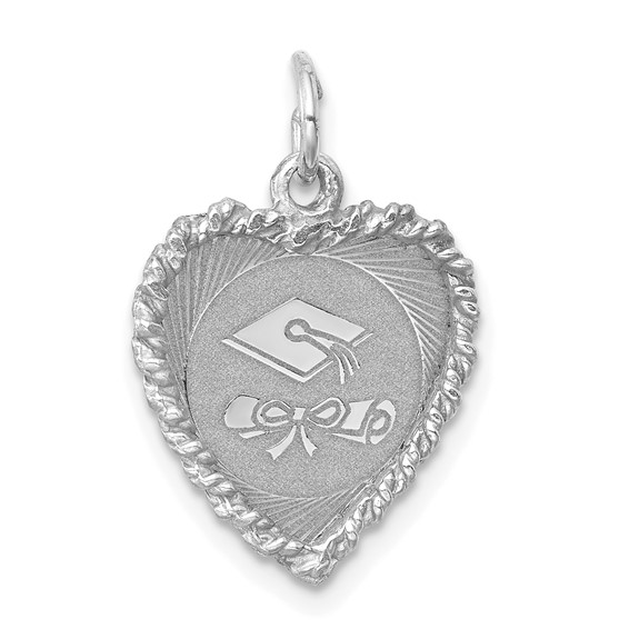 5/8in Graduation Cap & Diploma Disc Charm - Sterling Silver