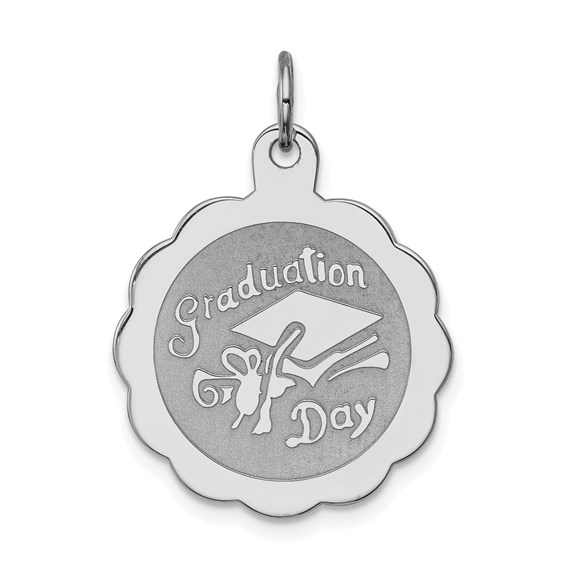 3/4in Graduation Day Disc Charm - Sterling Silver