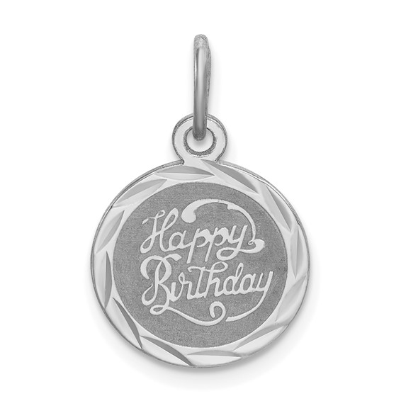 Sterling Silver Happy Birthday Round Charm 1/2in