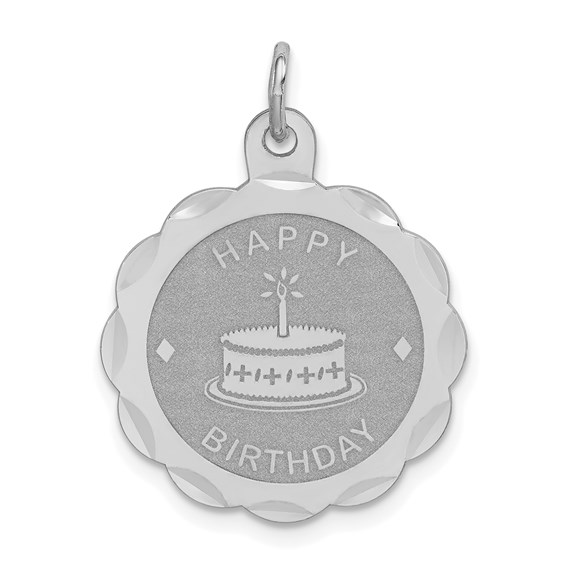 Sterling Silver 3/4in Happy Birthday Cake Charm