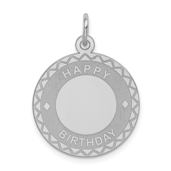 Sterling Silver 3/4in Happy Birthday Disc Charm