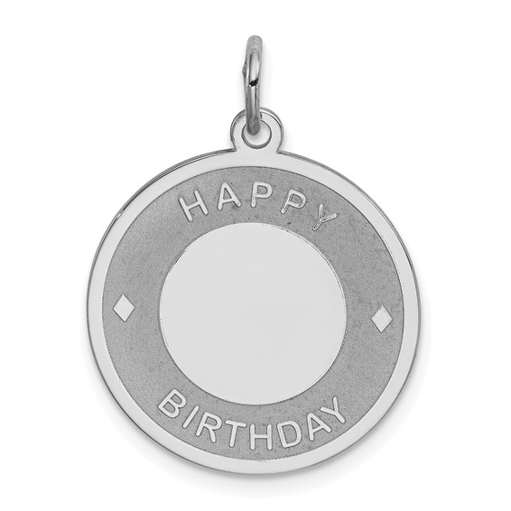 Sterling Silver Happy Birthday Round Charm