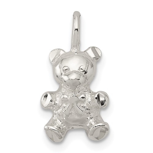 Sterling Silver Teddy Bear Charm 1/2in