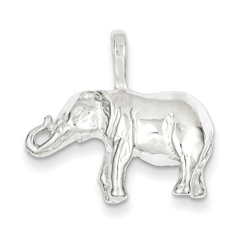 Sterling Silver Elephant with Curled Trunk Charm