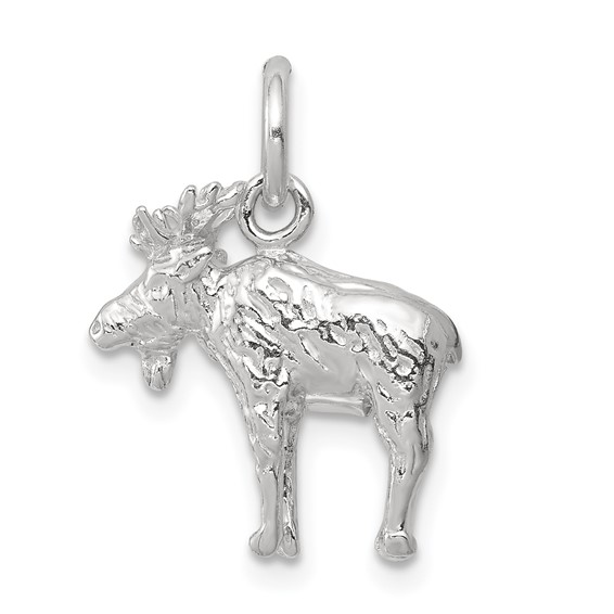 Sterling Silver Textured Moose Charm