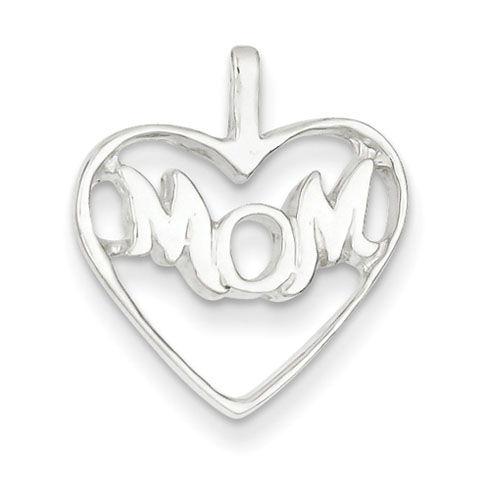 Sterling Silver Mom Cut-out Heart Charm