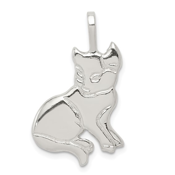 Sterling Silver 7/8in Open Back Cat Charm