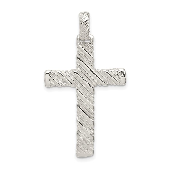 Sterling Silver 1 1/2in Cross Pendant with Rippled Texture