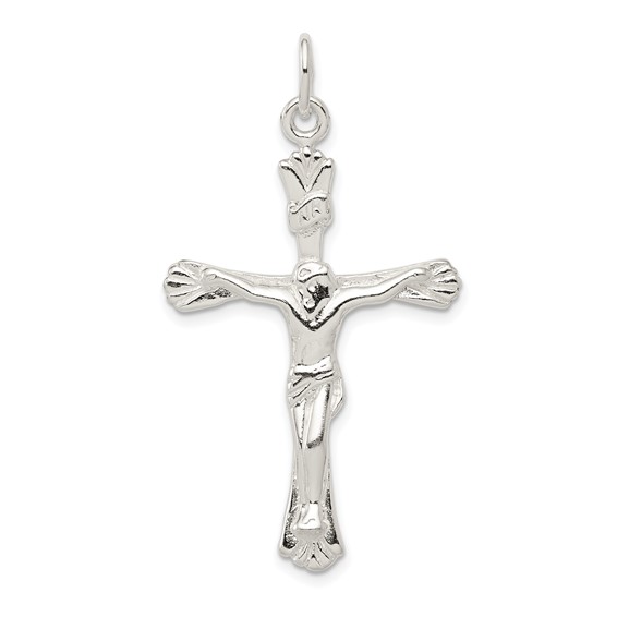 Sterling Silver 1 1/2in Budded INRI Crucifix Pendant