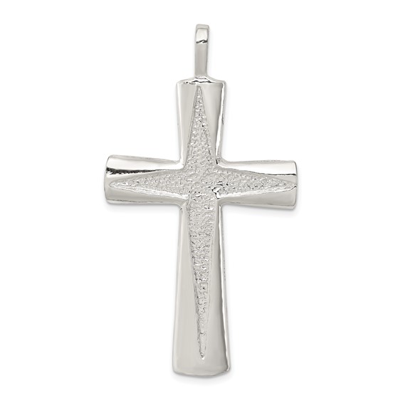 Sterling Silver 1 7/8in Textured Latin Cross Pendant