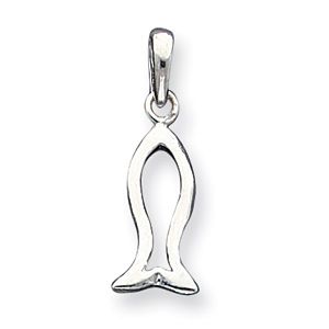 Ichthus (Fish) Charm 3/4in - Sterling Silver