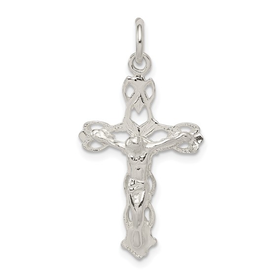 Sterling Silver 1 1/8in Polished Crucifix Pendant