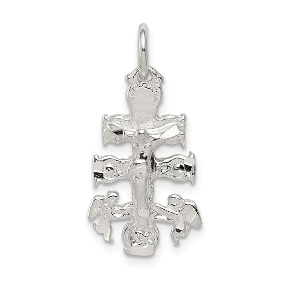 3/4in Cara Vaca Crucifix Charm - Sterling Silver