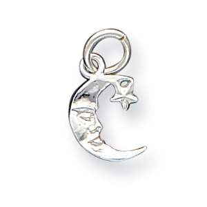Sterling Silver Moon with Star Charm