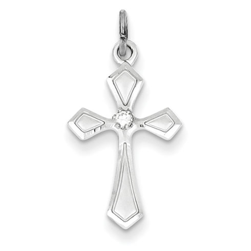 78in Sterling Silver Cross with CZs