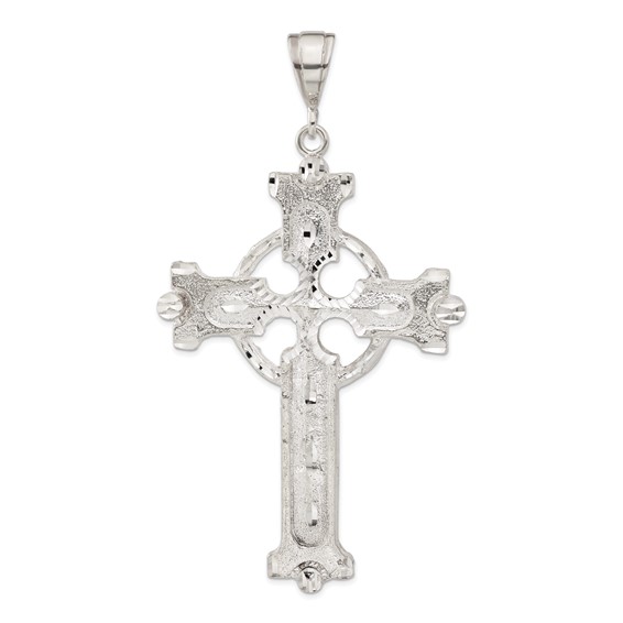 4 5/8in Jumbo Diamond-Cut Cross - Sterling Silver