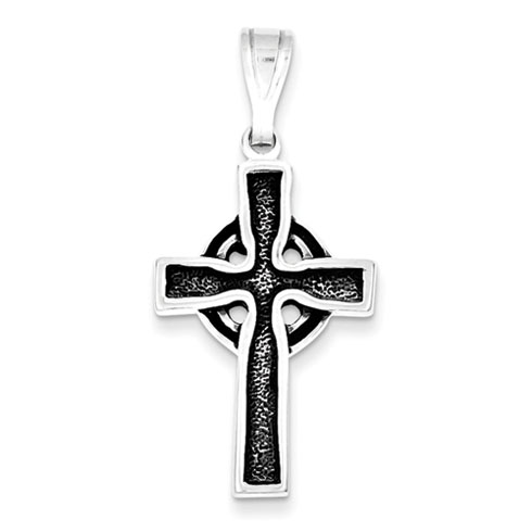 1 1/2in Antiqued Iona Cross Pendant - Sterling Silver