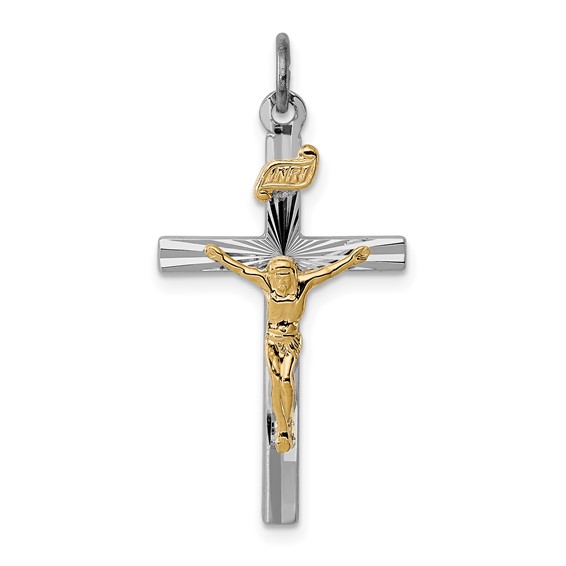 Sterling Silver Vermeil 1in INRI Crucifix