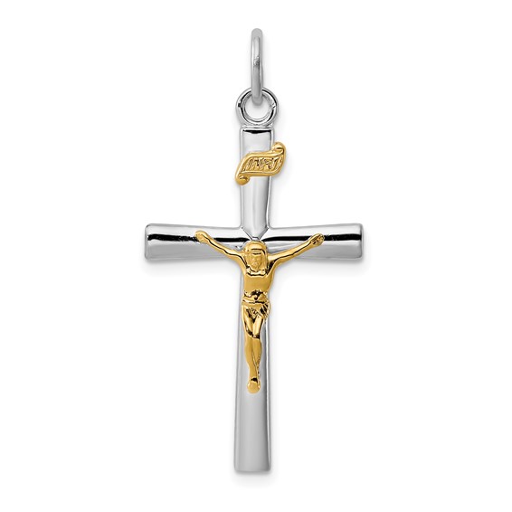 Gold-Plated Sterling Silver 1 1/4in INRI Crucifix