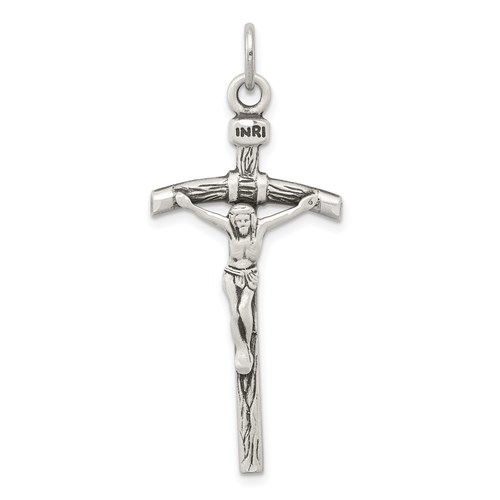 Sterling Silver 1 3/8in Antiqued INRI Crucifix Pendant