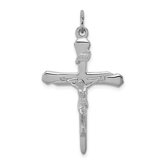 Sterling Silver INRI Crucifix Pendant 1 1/4in