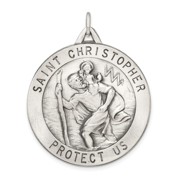 Sterling Silver 1 1/4in St. Christopher Medal
