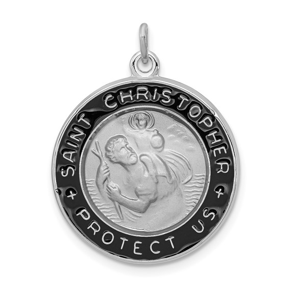 Enameled St. Christopher Medal 13/16in - Sterling Silver