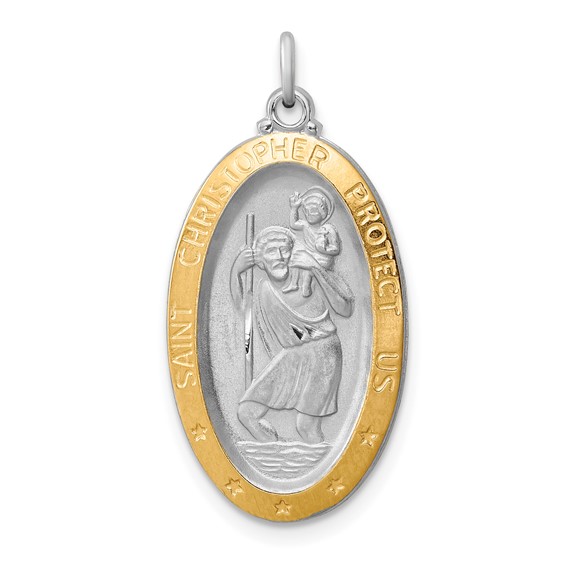 Gold-Plated Sterling Silver 7/8in St. Christopher Medal