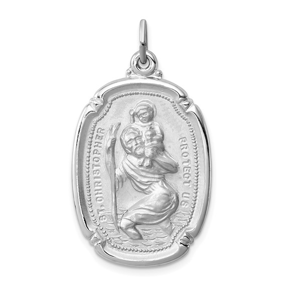 Sterling Silver St. Christopher Medal with Frame 1in