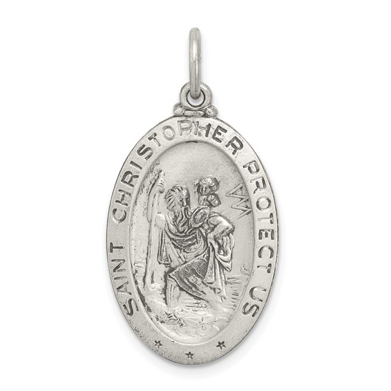 St. Christopher Football Medal 1in Sterling Silver