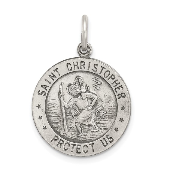 St. Christopher Soccer Medal 18mm - Sterling Silver
