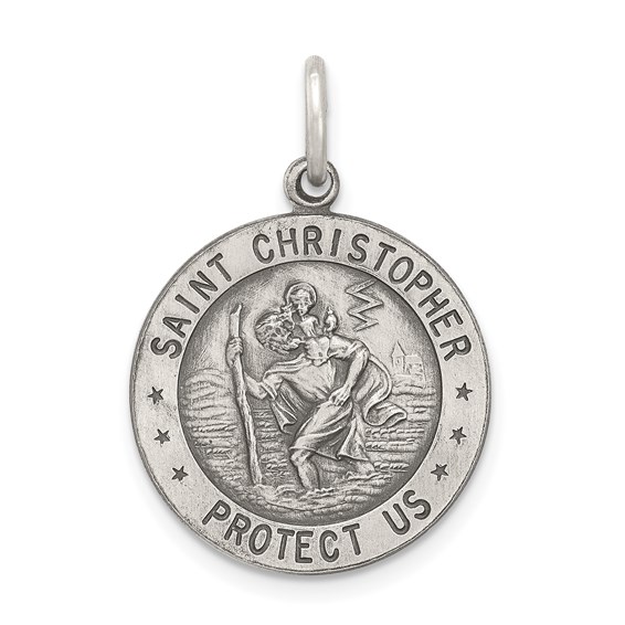 Sterling Silver 18mm St. Christopher Football Medal