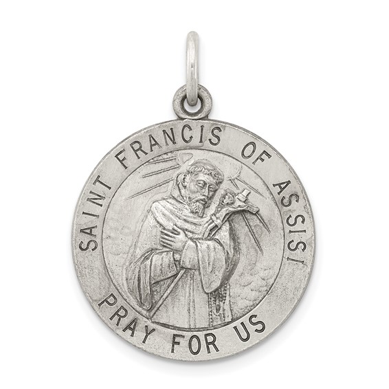 Sterling Silver 7/8in St. Francis of Assisi Medal