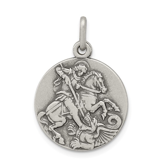 Sterling Silver 3/4in Round St. George Medal