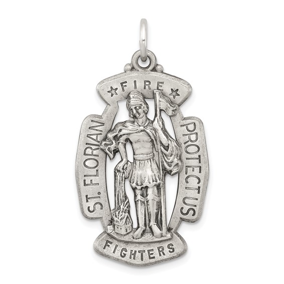 Sterling Silver 1 1/4in Firefighters St. Florian Medal