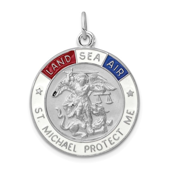 Sterling Silver 1in St. Michael Land Sea Air Medal