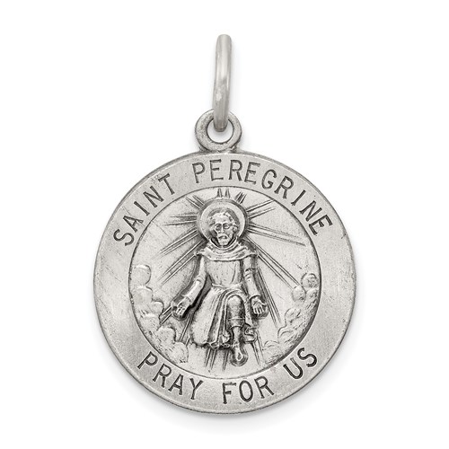 Sterling Silver Round St. Peregrine Medal 3/4in